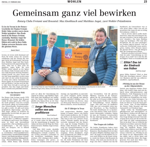 Artikel aus "Der Freiämter, 27.02.26, Autor: Daniel Marti